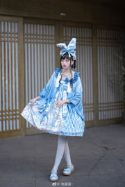 Banquet of the Rabbit Print Wa Lolita Dress Haori