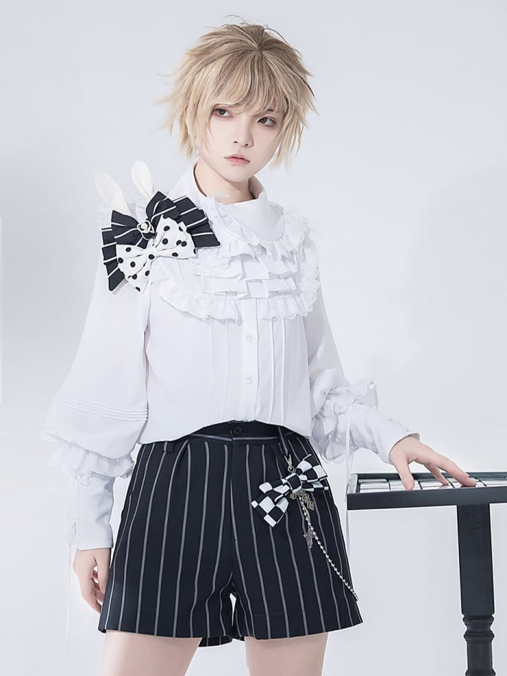 Bunny Theater Black Striped Pattern Ouji Shorts