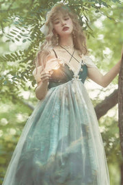 Deep V-neck Empire Waist Forest Fairy Dress