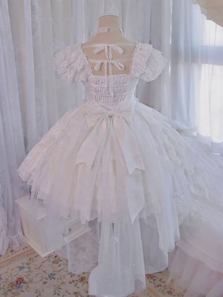 White Tiered Ruffles Skirt One Piece Hanayome Dress