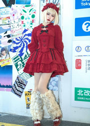 Little Red Ridding Hood Harajuku Fashion Red Short Jumper Skirt / Hunter JSK Bloomers Bolero Set