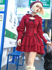 Little Red Ridding Hood Harajuku Fashion Red Short Jumper Skirt / Hunter JSK Bloomers Bolero Set