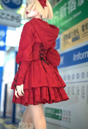 Little Red Ridding Hood Harajuku Fashion Red Short Jumper Skirt / Hunter JSK Bloomers Bolero Set
