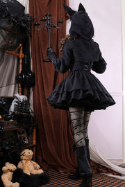 Black Hunter Sweetheart Neck Buckle Straps Basque Waist Tiered Flounce Skirt Jumper Skirt / JSK Bloomers Bolero Set