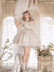 White Tiered Ruffles Skirt One Piece Hanayome Dress