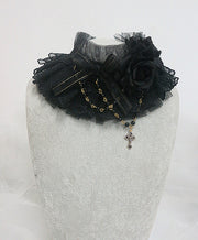 Handmade Gothic Gorgeous Lace Rose Cross Choker