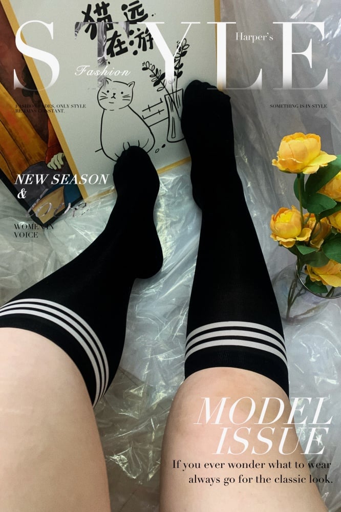 Plus Size JK White / Black Lolita Stockings