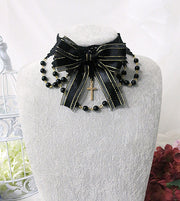 Handmade Gothic Lolita Bowknot Bead Chain Choker