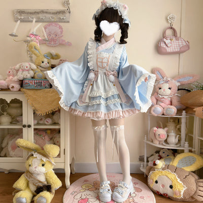 Korean Mushroom Cool{Exclusive}~Original Design Sweet Meow NurseLolitaDress Sweet Japanese Style Maid Dress Summer