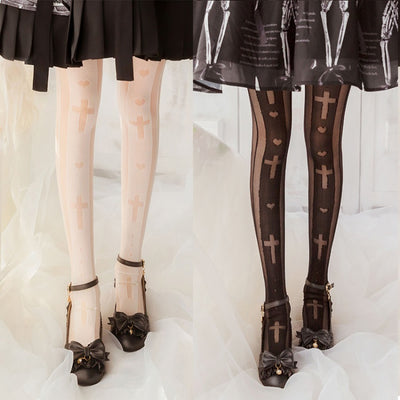 Falling Cross Lolita Thin Overknee Stockings