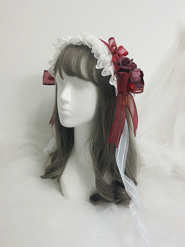 Handmade Gothic Lolita Rose Bowknot Hairband