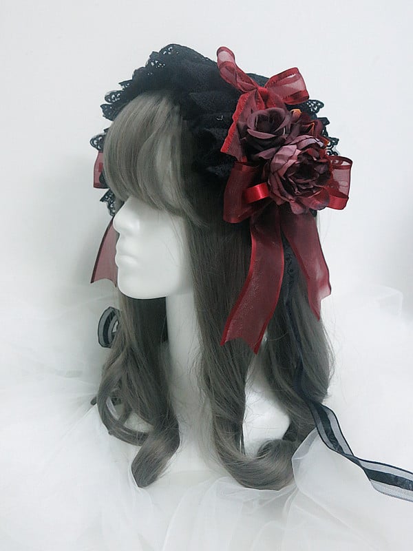 Handmade Gothic Lolita Red Rose Hairband