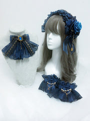 Handamde Gothic Lolita Gorgeous Rose KC / Wristcuffs / Bow Tie