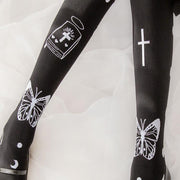 Death Prayer Lolita Black Knitted Overknee Stockings