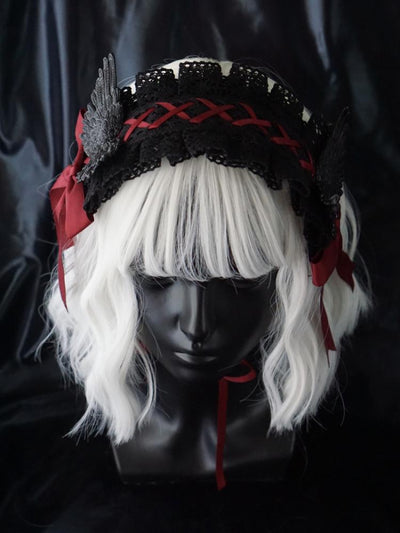 Handmade Black and Red Gothic Lolita Hairband