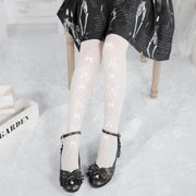 Butterfly Forest White Thin Tights