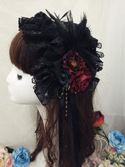 Handmade Gothic Lolita Feather Rose KC