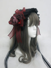 Handmade Gothic Lolita Red Rose Hairband