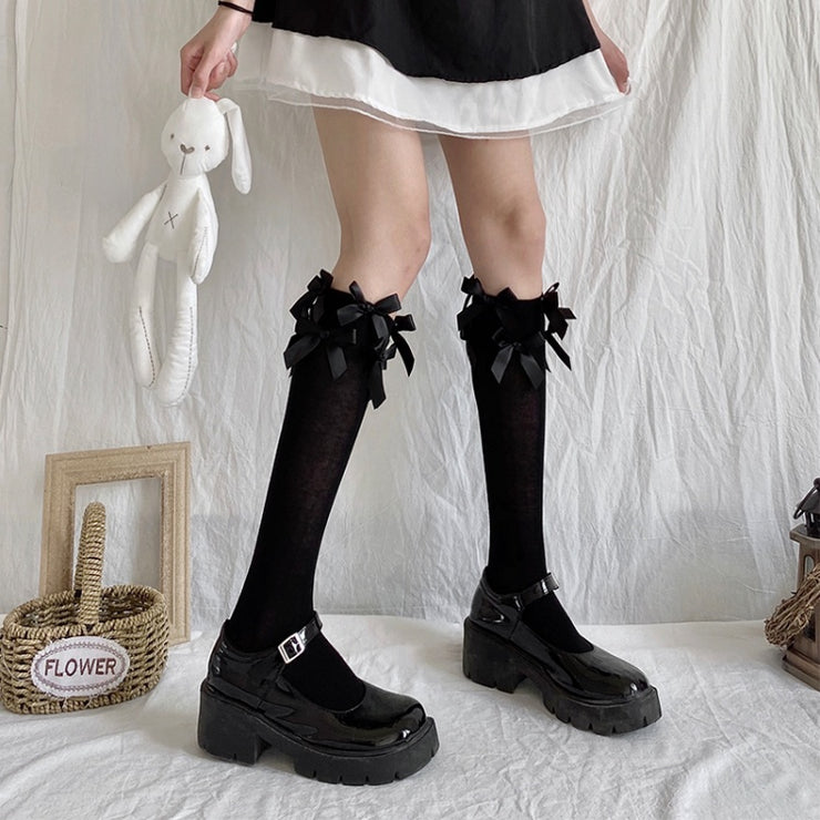 Black Eight Bowknot Decorative Stockings