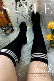 Plus Size JK White / Black Lolita Stockings