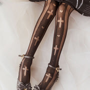 Falling Cross Lolita Thin Overknee Stockings