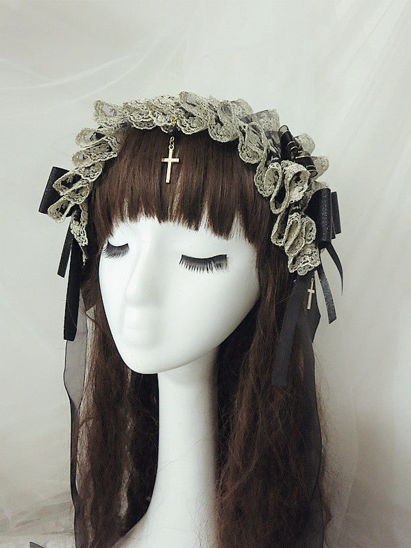 Handmade Elegant Gothic Lolita Bowknot Lace Hairband