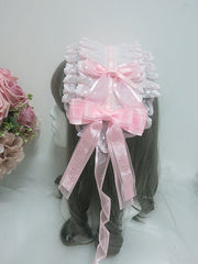 Handmade Sweet Lolita Pink Double Layer Lace Bowknot Hairbnd