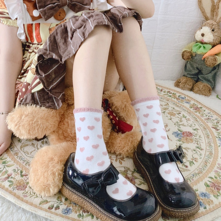 4 Colors Heart-shaped Cotton Lolita Stockings