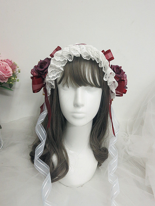 Handmade Gothic Lolita Rose Bowknot Hairband