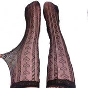 Plus Size JK White / Black Heart-shaped Lolita Mesh Stockings