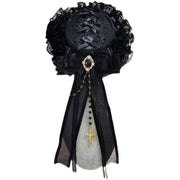 Handmade Elegant Gothic Cross Bowknot Mini Flat Hat with Hairclip