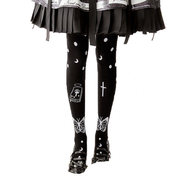 Death Prayer Lolita Black Knitted Overknee Stockings