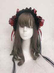 Handmade Gothic Lolita Red Rose Hairband