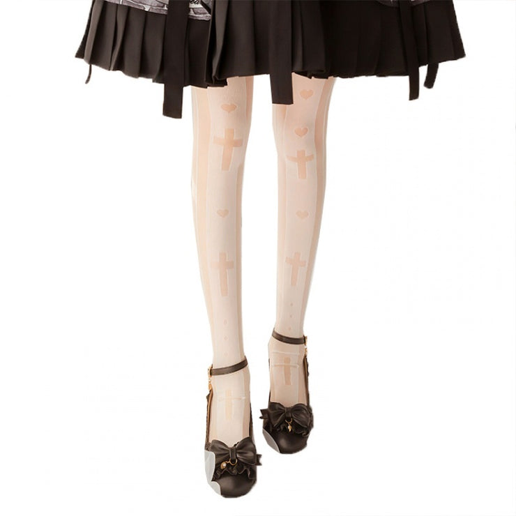 Falling Cross Lolita Thin Overknee Stockings