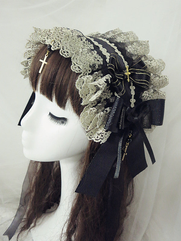 Handmade Elegant Gothic Lolita Bowknot Lace Hairband