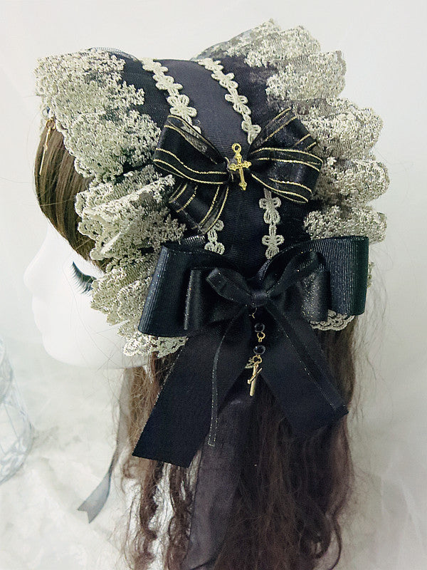 Handmade Elegant Gothic Lolita Bowknot Lace Hairband