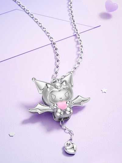 Clearance-Kuromi Vibrating Wings Silver Necklace