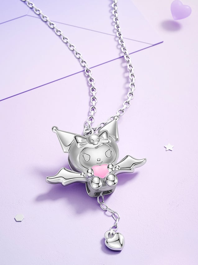 Clearance-Kuromi Vibrating Wings Silver Necklace