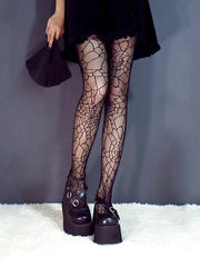 Harajuku Spider Web Hallow Punk Lolita Tights