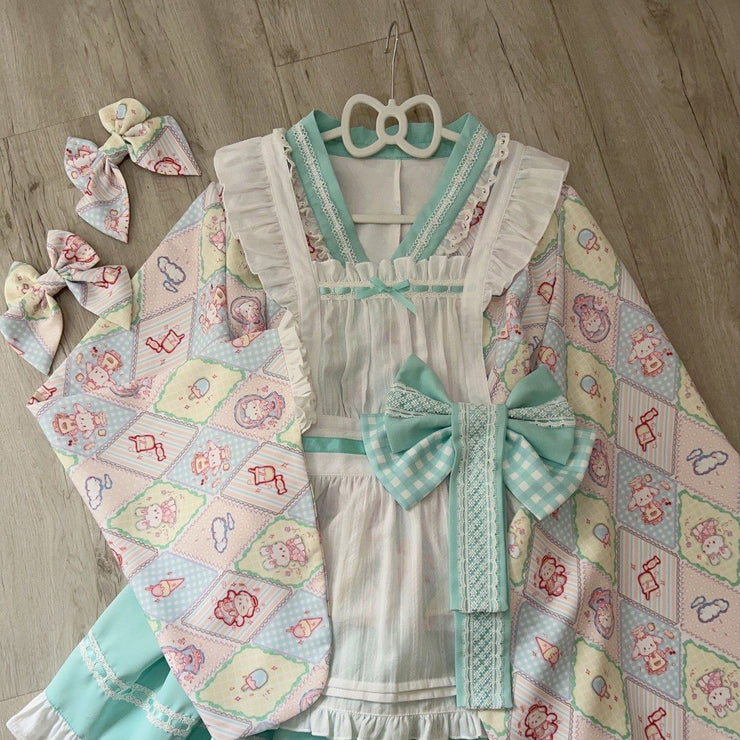 【Zhaohe Sweet Pet】~Original Design of White Sugar GirlLolitaDress Cute Japanese Style Maid Dress Summer