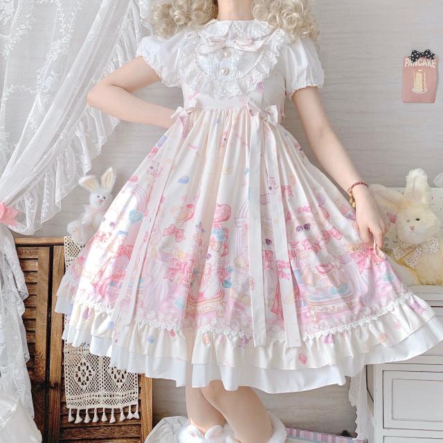 White Sugar Girl{Spot Goods}~Factory Original DesignLolitaCute Cat Sweetheart DressjskSuspender Dress