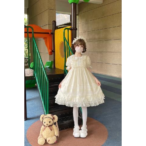 White Sugar Girl{Spot Goods}~Factory Original DesignLolitaSoft Cake Cotton Princess SleevesopShort Sleeve Dress Summer