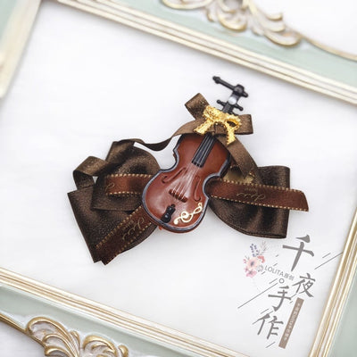 Brown Violin Lolita Bowknot Hairclip
