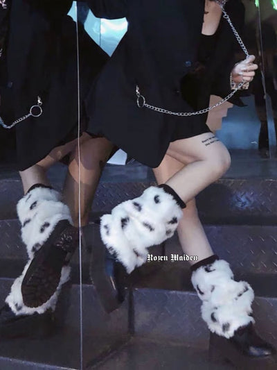 Harajuku Style Black and White Shaggy Calf Leg Warmers