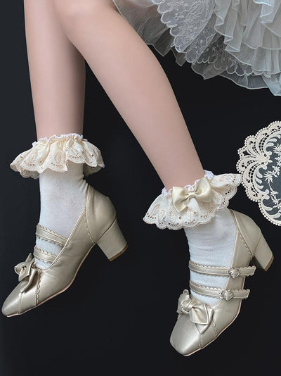 Flounce Lace Trim Lolita Socks