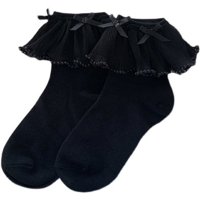 Aegean Sea Black Lolita Flounce Ankle Socks