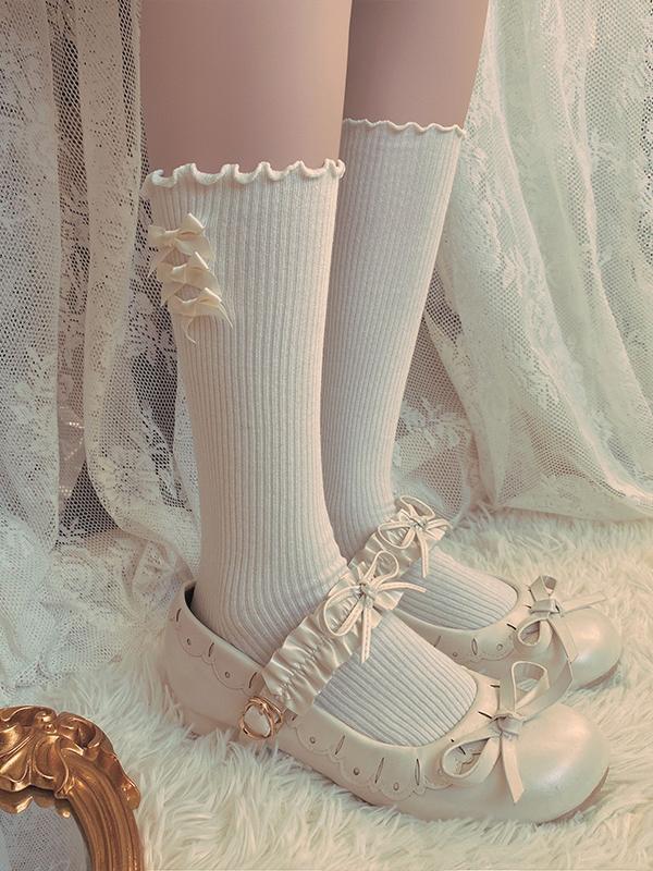 Three Ribbon Bowknots Sweet Lolita Socks