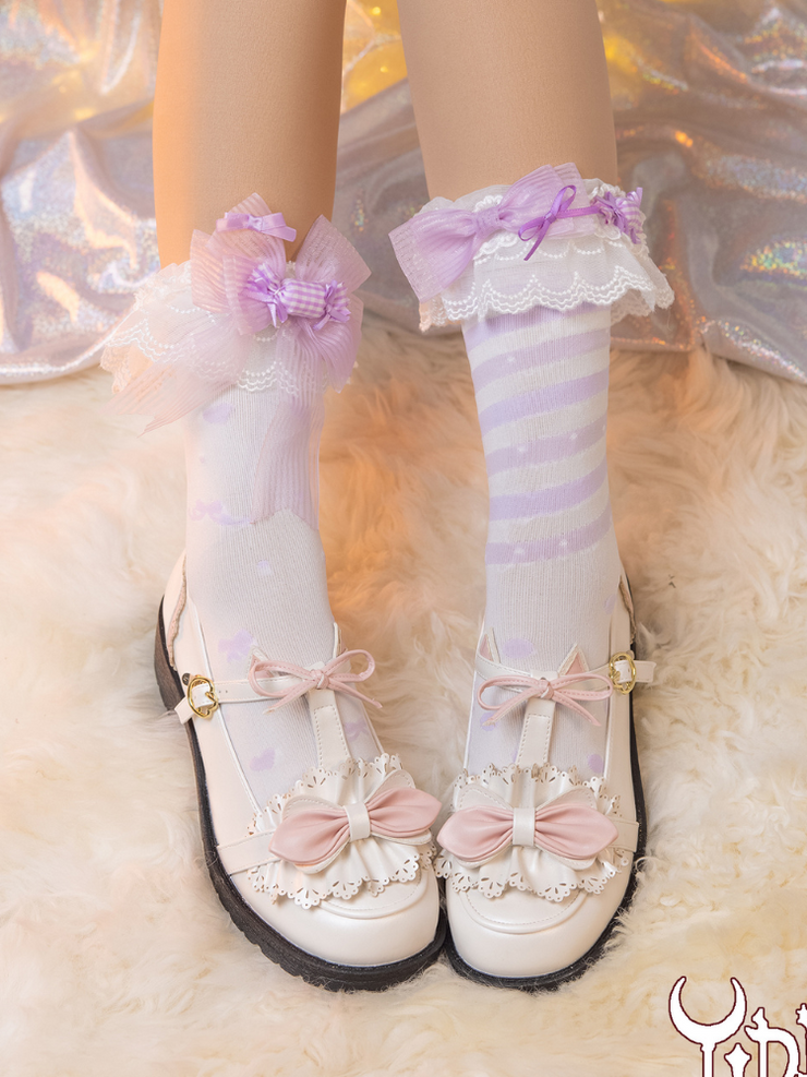 Sweet Whimsical World Sweet Socks with Detachable Lace Cuff