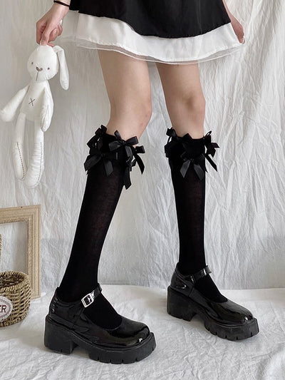Black Eight Bowknot Decorative Stockings