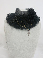 Handmade Gothic Gorgeous Lace Rose Cross Choker